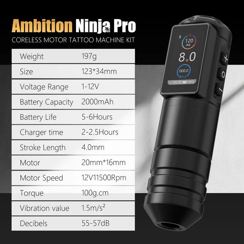 Amibition Ninja Pro bezprzewodowa maszynka do tatuażu pen 4.0 mm