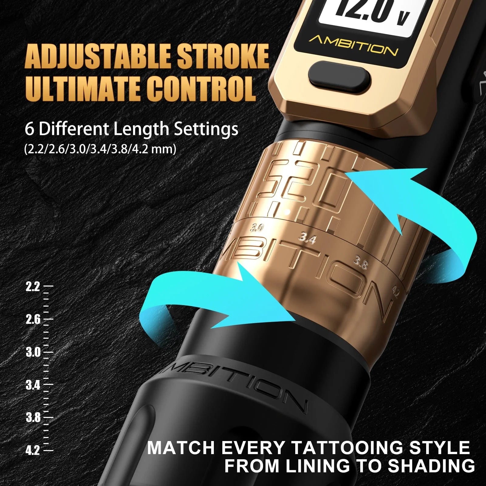 Ambition Soldier Pro 520 bezprzewodowa maszynka do tatuażu pen regulowany skok 2.2-4.2 mm