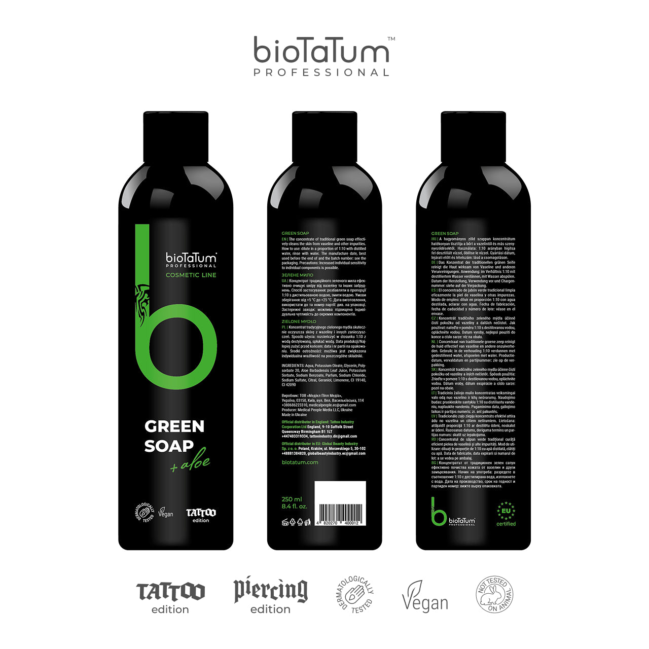 Biotatum Green Soap +Aloe koncentrat zielonego mydła do tatuażu