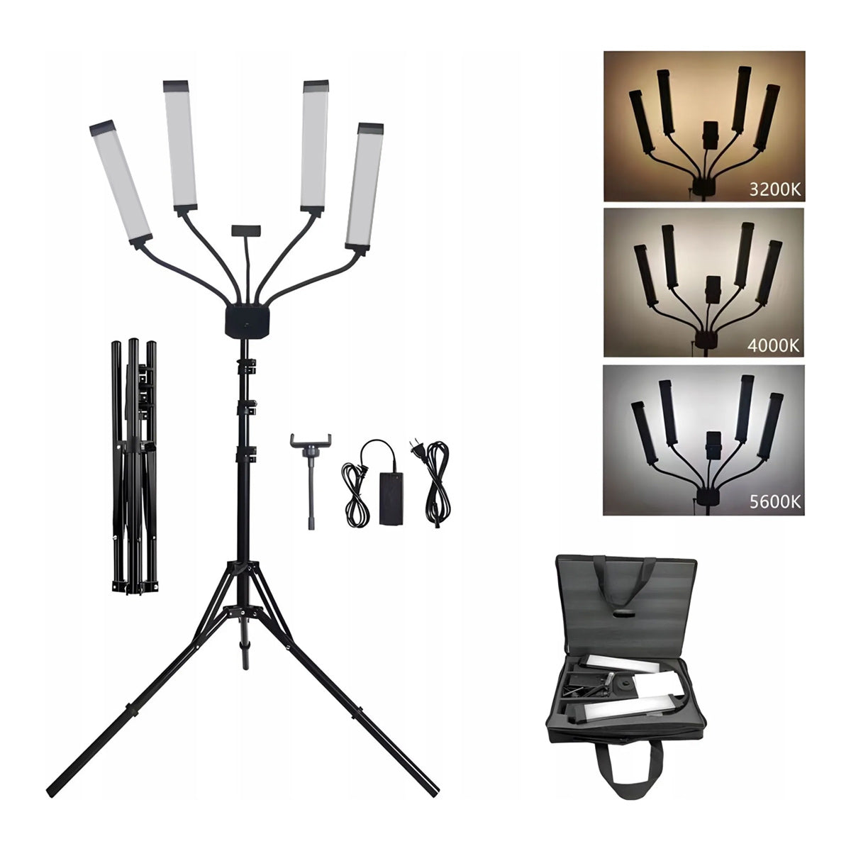 Lampa LED do tatuażu na statywie z 4 ramionami