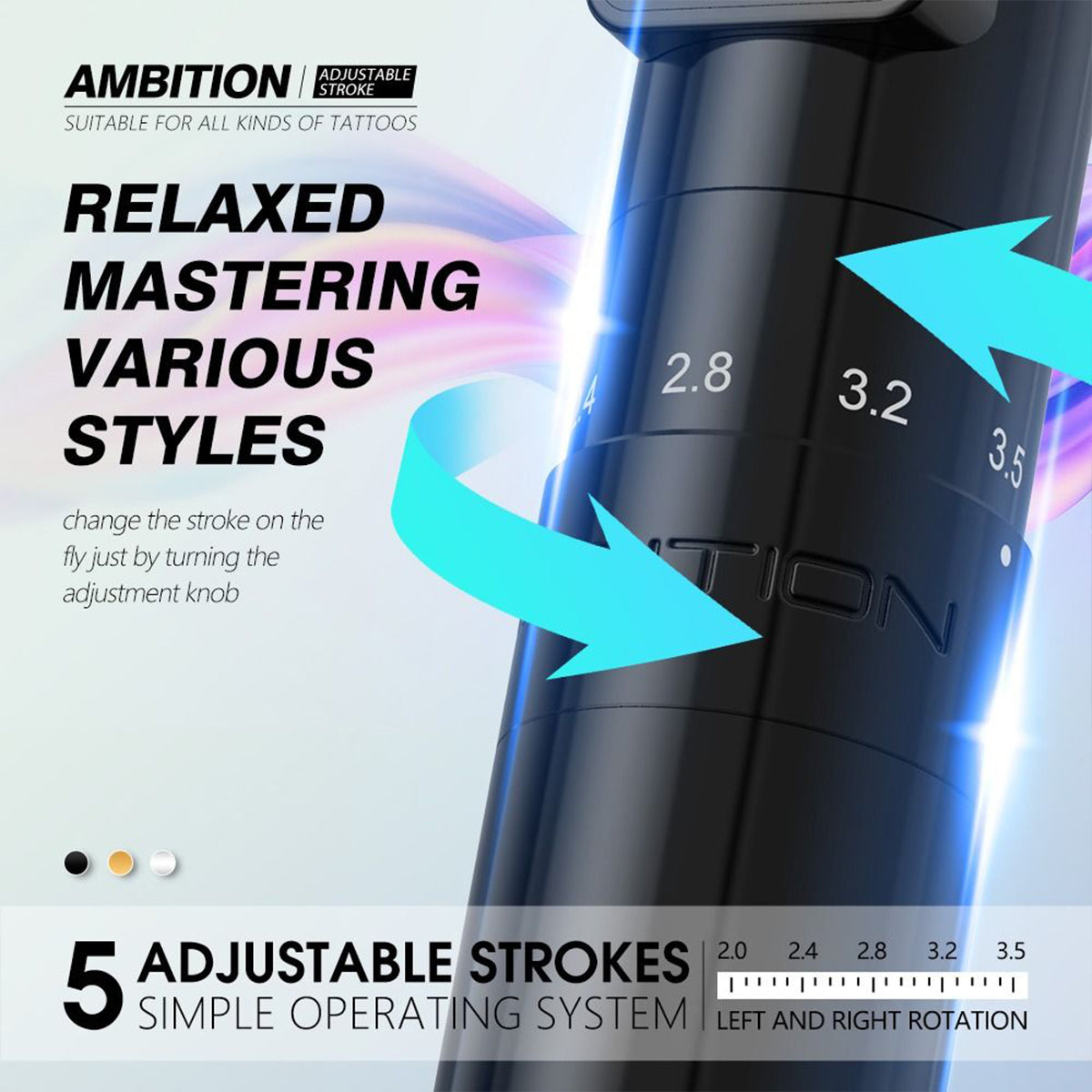 Ambition Sally bezprzewodowa maszynka do pmu pen regulowany skok 2.0-3.5 mm