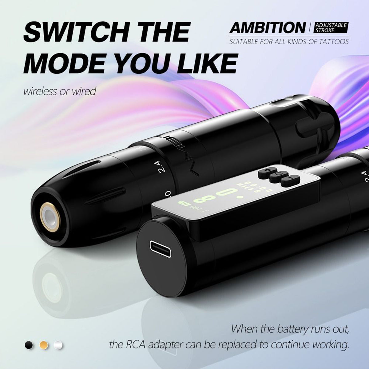 Ambition Sally bezprzewodowa maszynka do pmu pen regulowany skok 2.0-3.5 mm