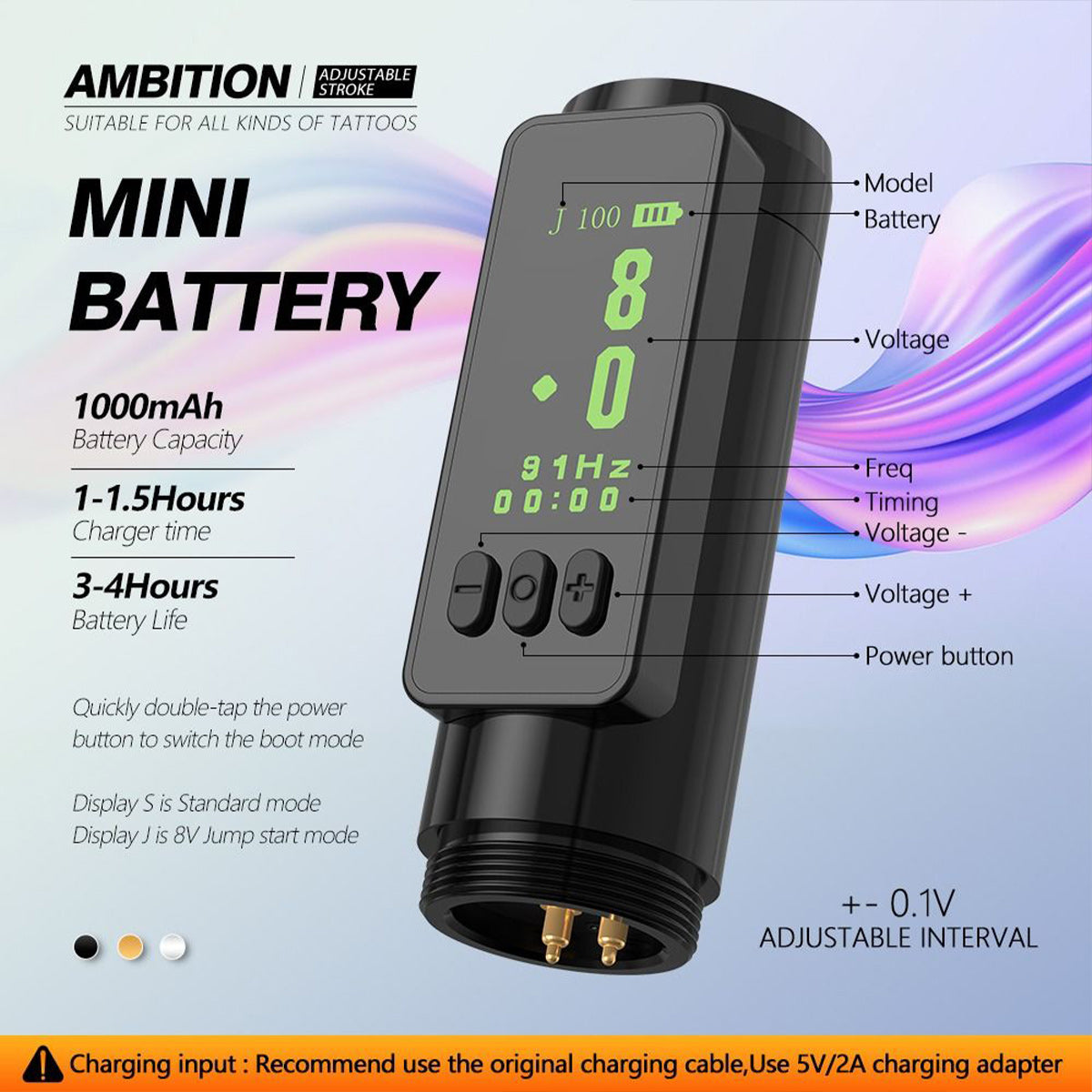 Ambition Sally bezprzewodowa maszynka do pmu pen regulowany skok 2.0-3.5 mm