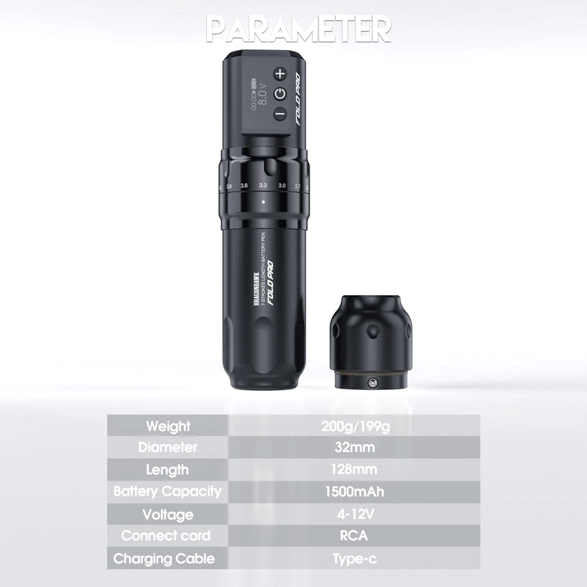 Dragonhawk Fold Pro bezprzewodowa maszynka do tatuażu pen regulowany skok 2.4-4.2 mm