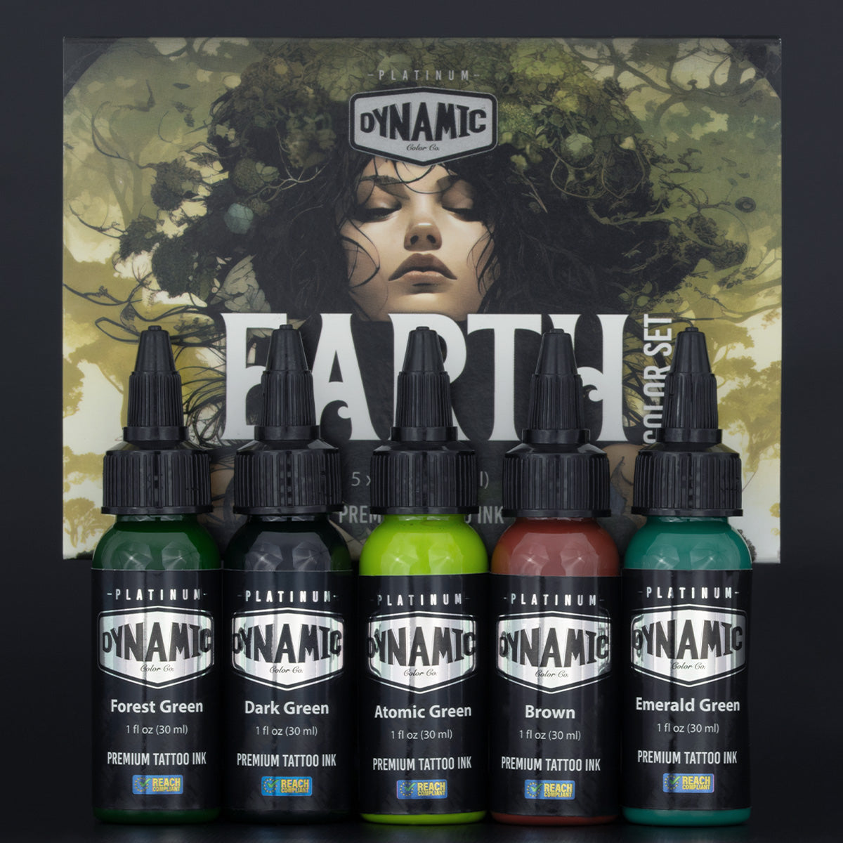 Dynamic Platinum Earth Color zestaw tuszy do tatuażu 5 szt.