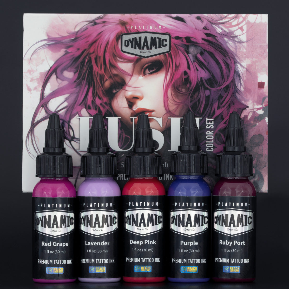Dynamic Platinum Lush Color Set zestaw tuszy do tatuażu 5 szt.