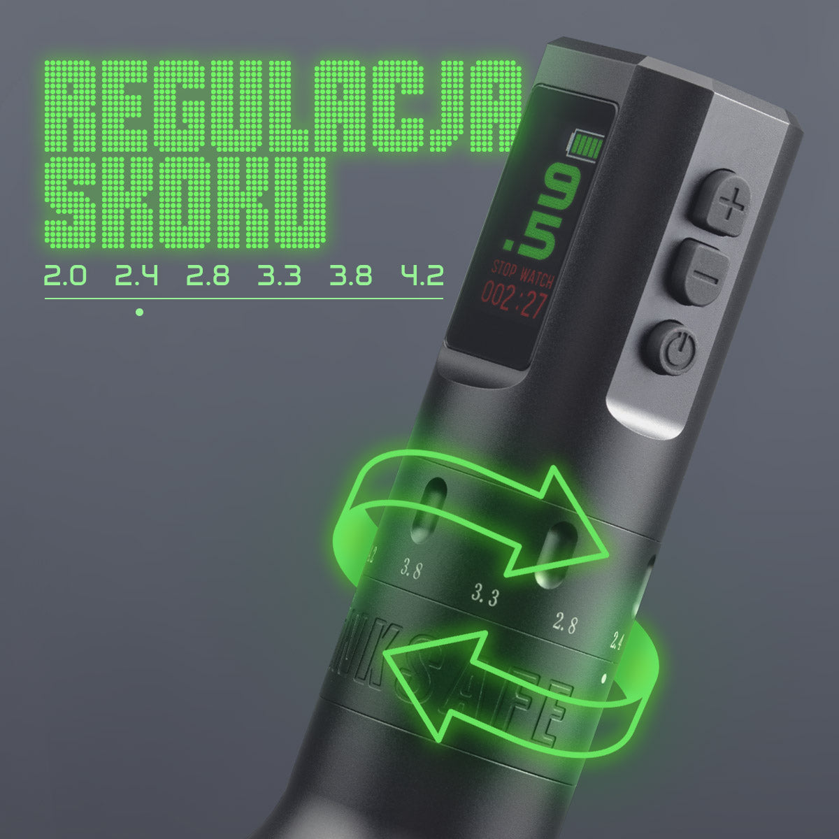 Inksafe Flexo bezprzewodowa maszynka do tatuażu pen regulowany skok 2.0-4.2 mm