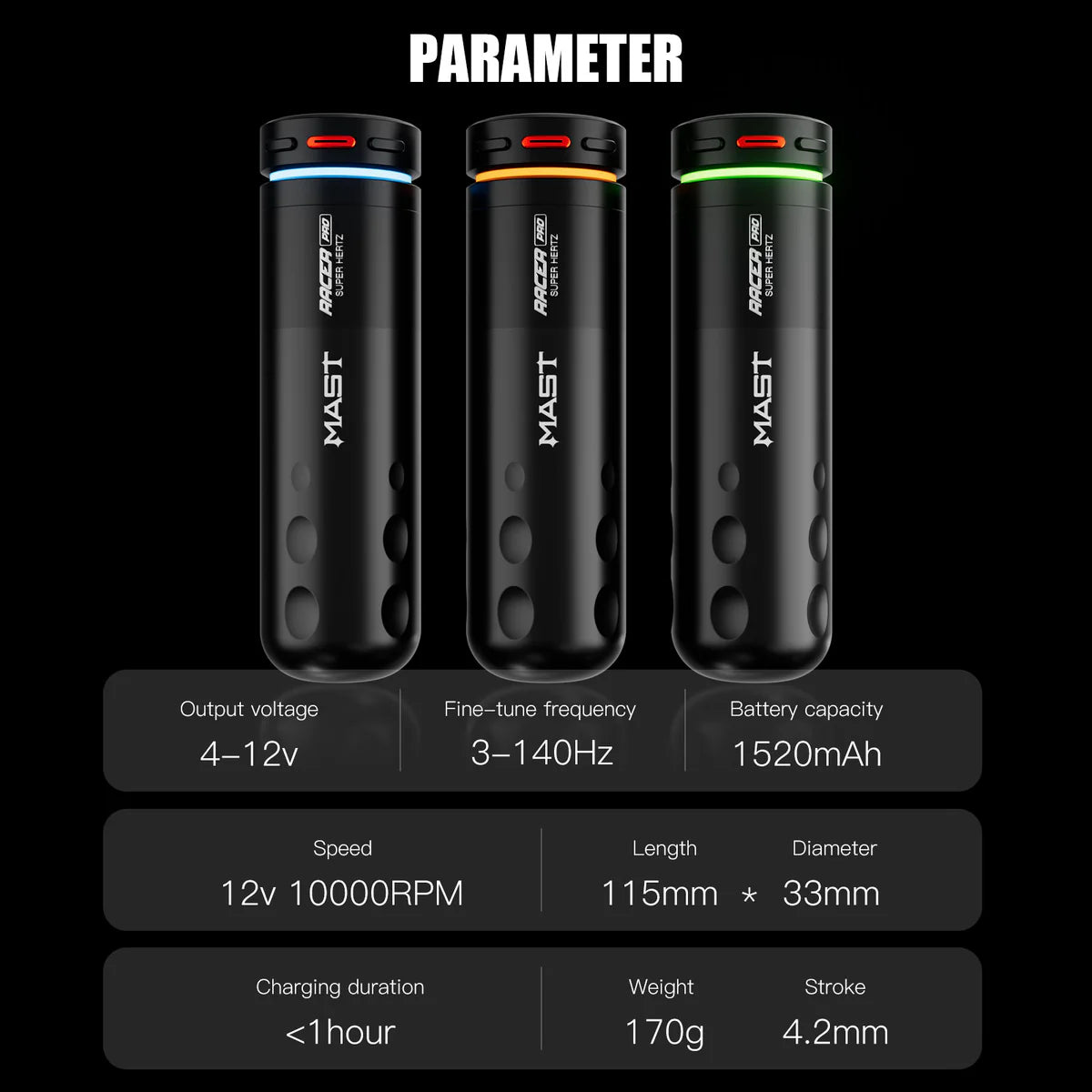 Mast Racer Pro bezprzewodowa maszynka do tatuażu pen 4.2 mm