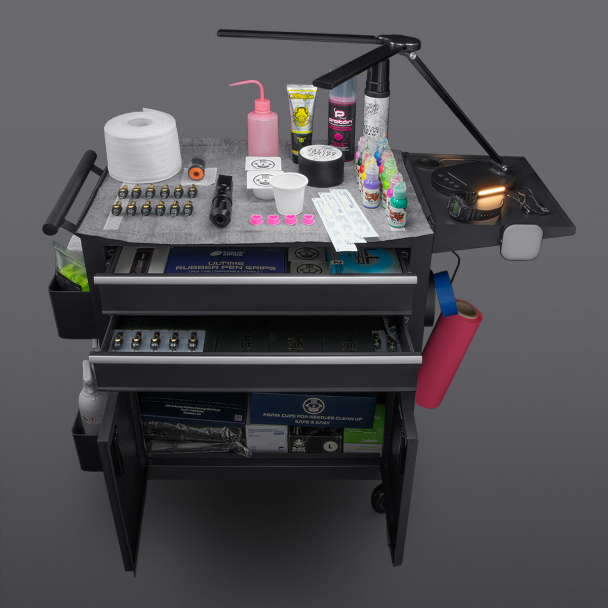 Pro Workstation stacja robocza do studia tatuażu 2 szuflady i szafka