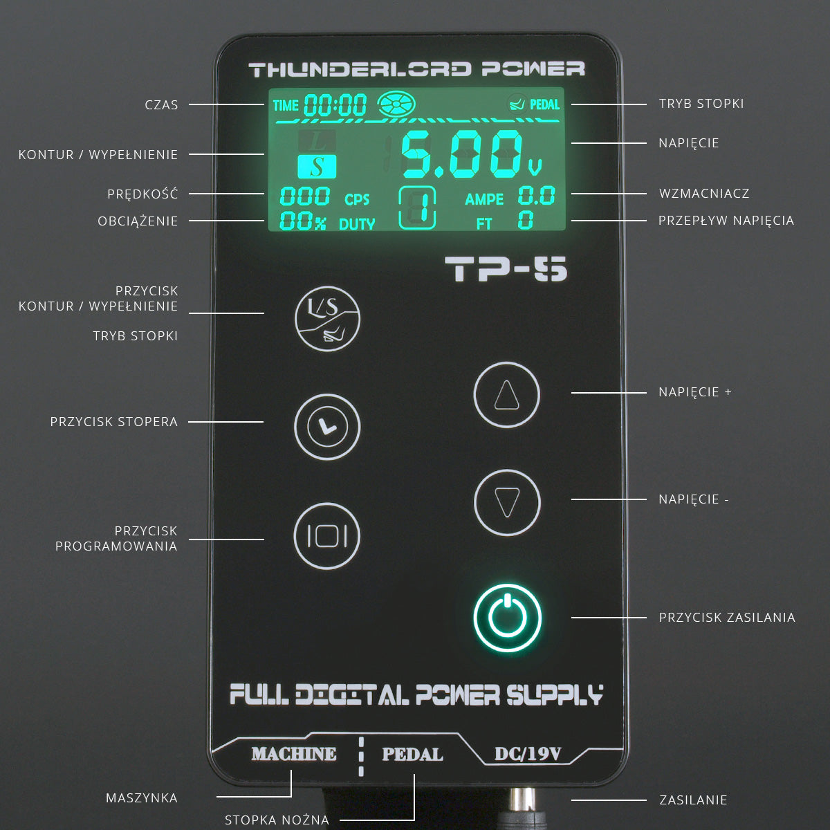 Thunderlord TP-5 zasilacz do tatuażu