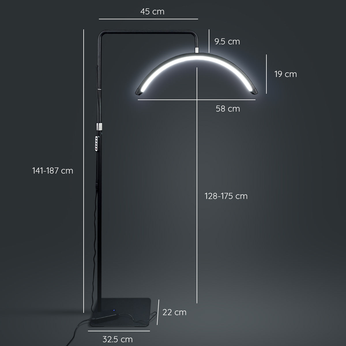 TouchSkin lampa LED półksiężycowa 23" do tatuażu