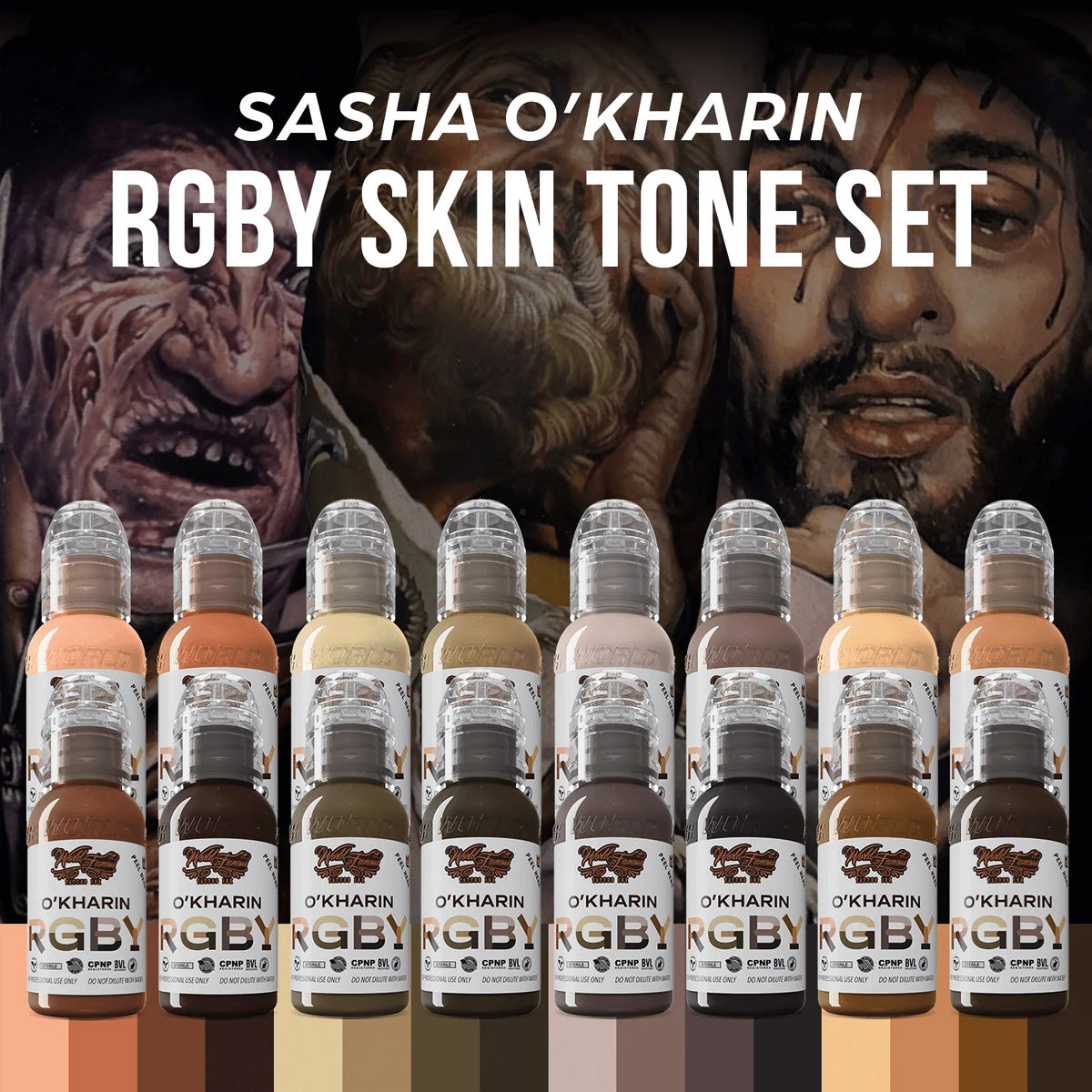 World Famous Sasha O'Kharin RGBY Blue zestaw tuszy artystycznych 4 szt.